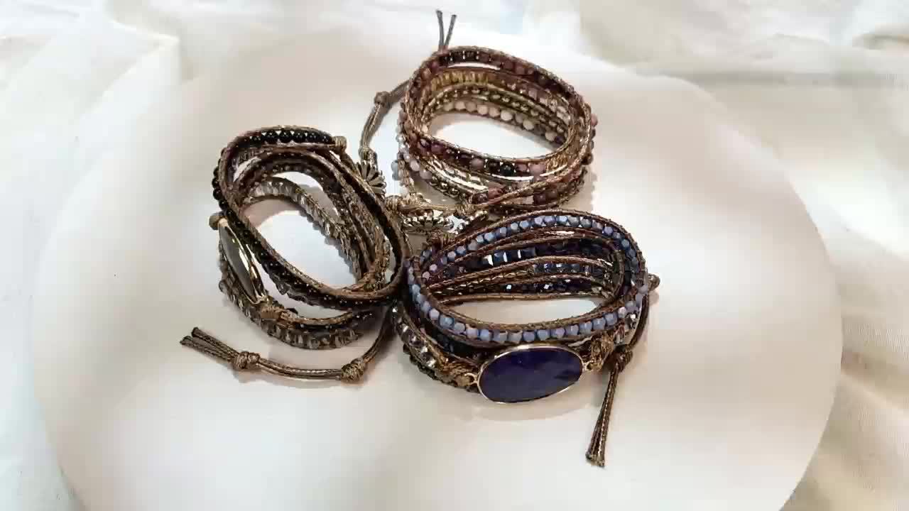 Bohemian Style Stone Beaded Bracelet Adjustable Wrap